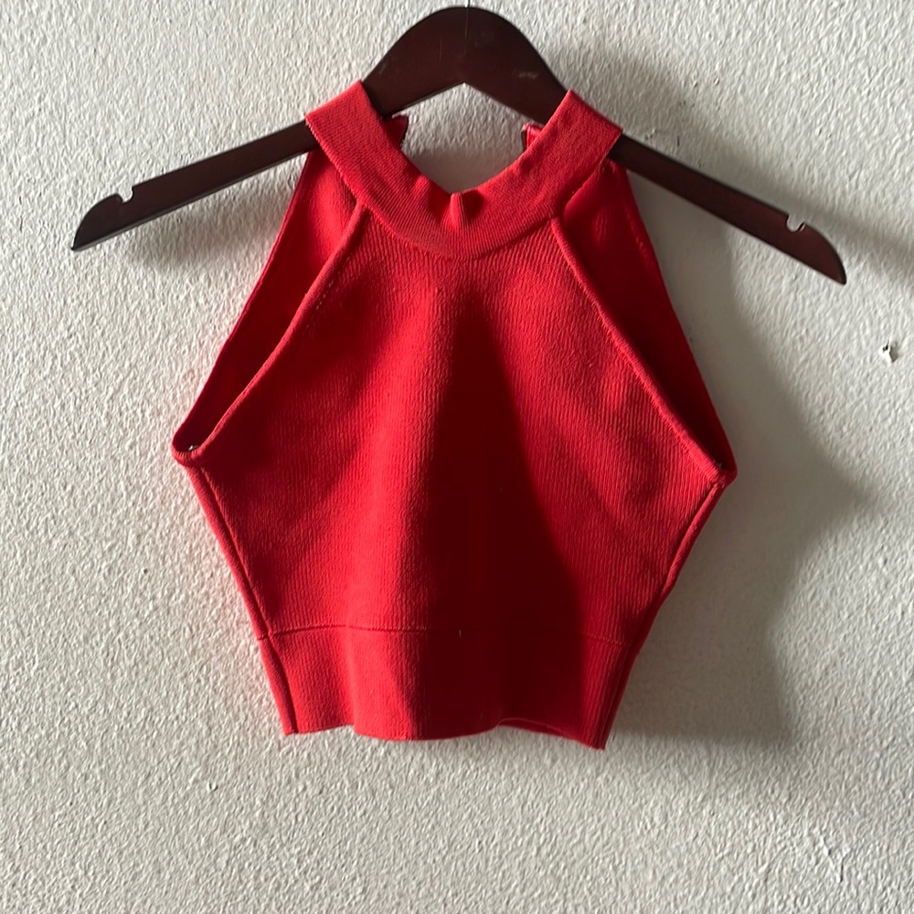 Bright Red Rosacha Halter Crop top